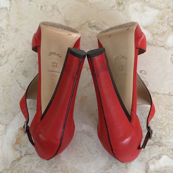 Longchamp Leather Platform Peep Toe Heels - Picture 13 of 17